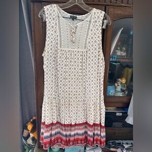 Lily Rose White and Red Patterned Mini Dress